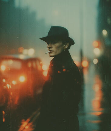 a Polaroid of a tall slender man